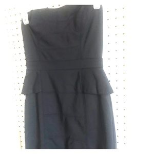 Strapless peplum black dress
